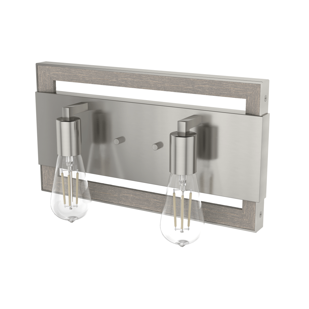 Hunter Woodburn Brushed Nickel 2 Light Bathroom Vanity Wall Light Fixture