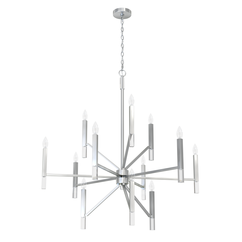 Hunter Sunjai Brushed Nickel 12 Light Chandelier Ceiling Light Fixture