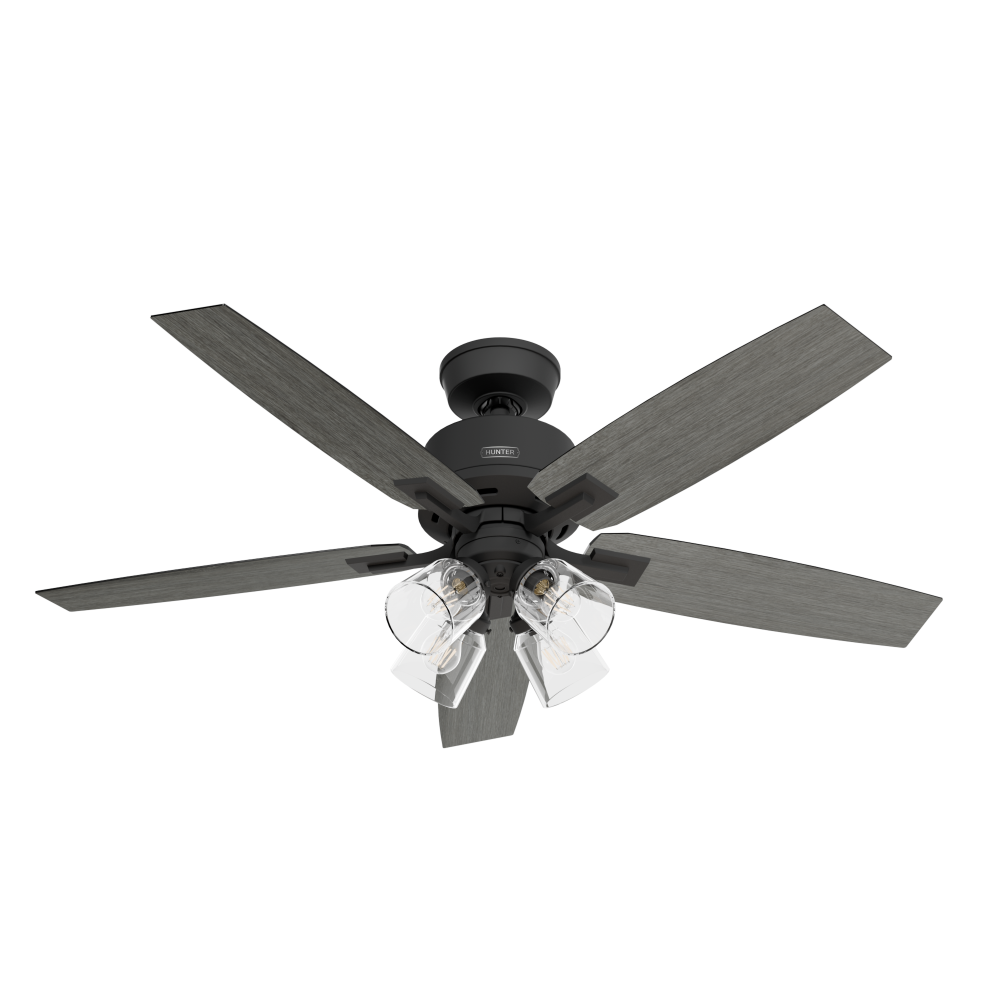 Hunter 52 inch Gatlinburg Matte Black Ceiling Fan with LED Light Kit and Handheld Remote