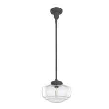 Hunter 19187 - Hunter Saddle Creek Noble Bronze with Seeded Glass 1 Light Pendant Ceiling Light Fixture