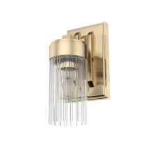 Hunter 19680 - Hunter Gatz Alturas Gold with Clear Fluted Glass 1 Light Sconce Wall Light Fixture