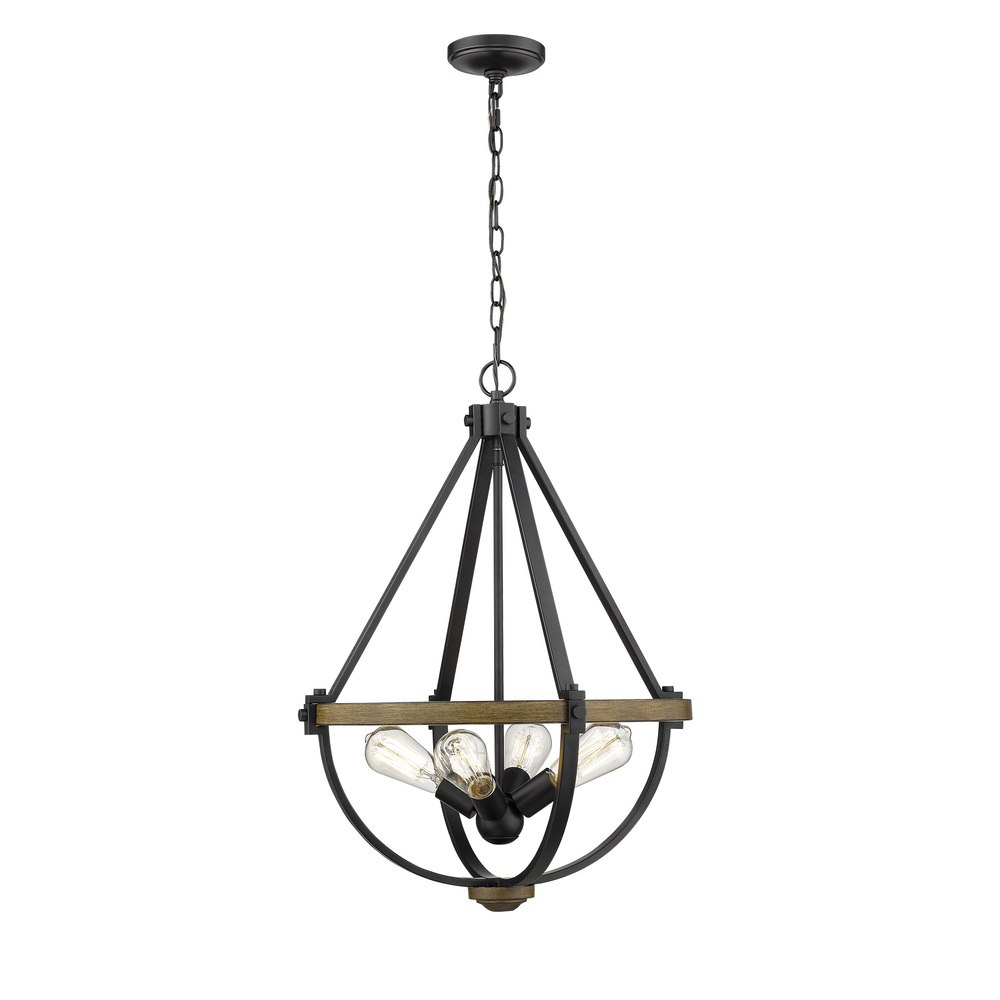 Ellijay 4-Light Pendant light Matte Black/Wood Tone