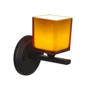 One Light Oil Rubbed Bronze Amber Glass Bathroom Sconce