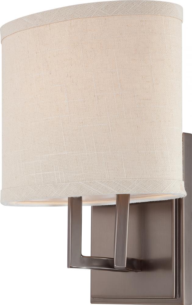 Gemini - 1 Light Vanity with Khaki Fabric Shade - Hazel Bronze Finish