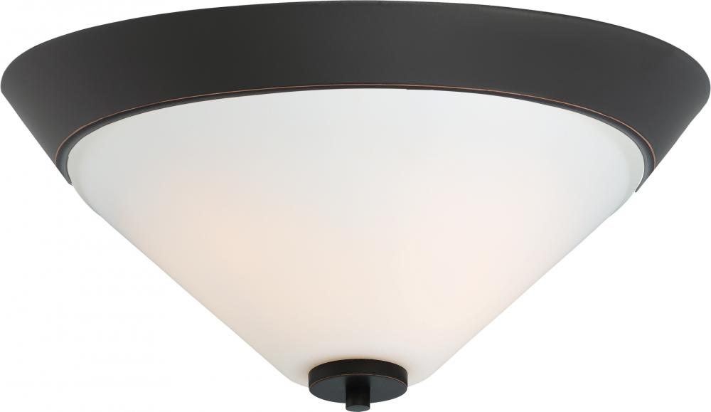 Nome - 2 Light Flush Mount with Satin White Glass - Mahogany Bronze Finish