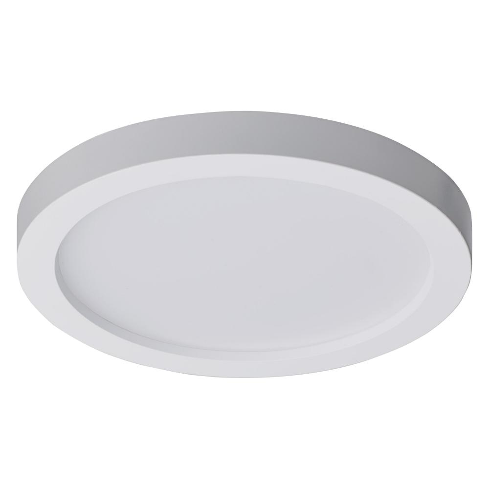 7 Inch; LED Flush Mount Fixture; Surface Mount; Round; 16 Watt; 3000K; White Finish; 6pk