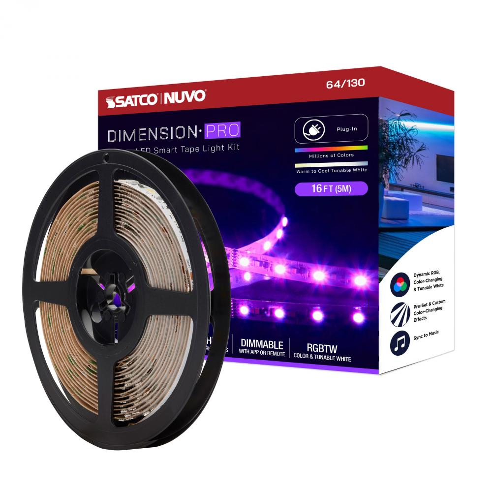 Dimension Pro; Tape light strip; 16 ft.; Hi-Output; RGB plus Tunable White; Plug connection;