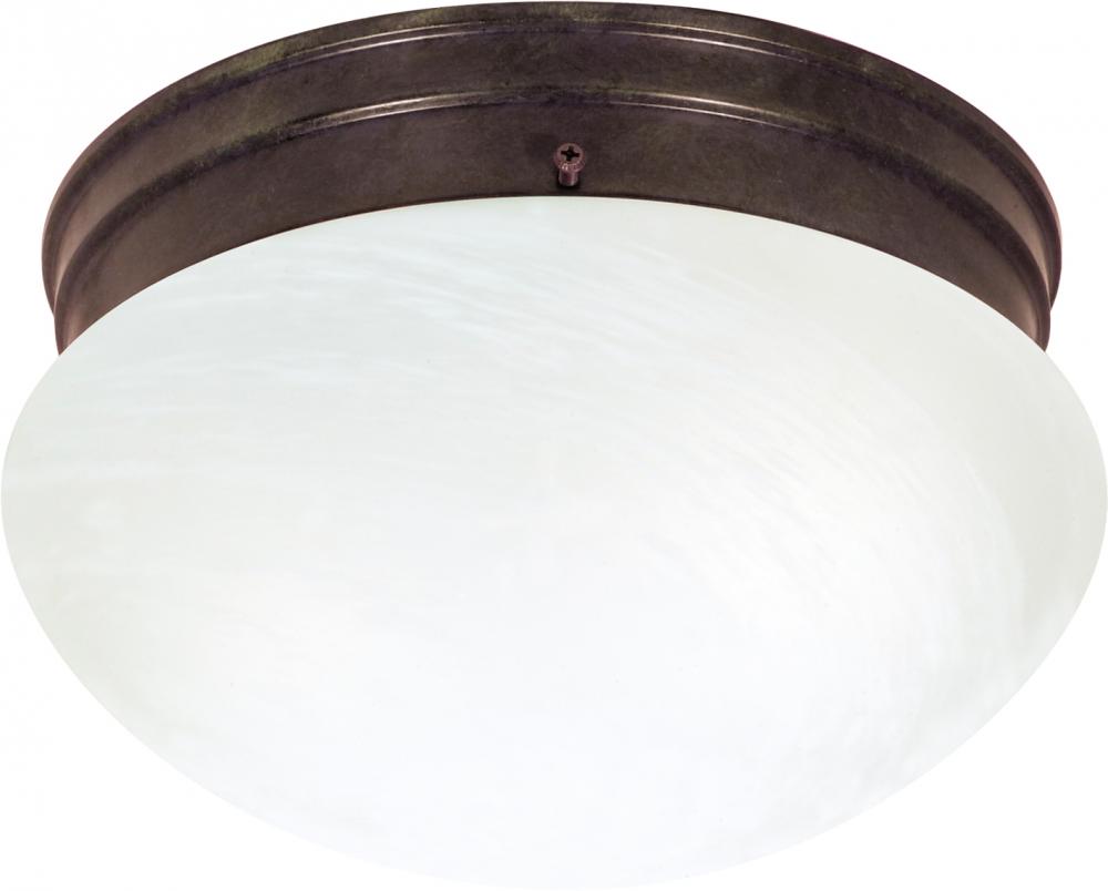 2 Light - 10" Flush with Alabaster Glass - Old Bronze Finish