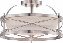 Nuvo 60/5331 - Ginger - 2 Light Semi Flush with Satin White Glass - Brushed Nickel Finish