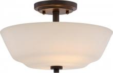  60/5906 - Willow - 2 Light Semi Flush with White Glass - Aged Bronze Finish