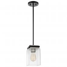  60/7650 - Crossroads; 1 Light Mini Pendant; Matte Black with Clear Glass