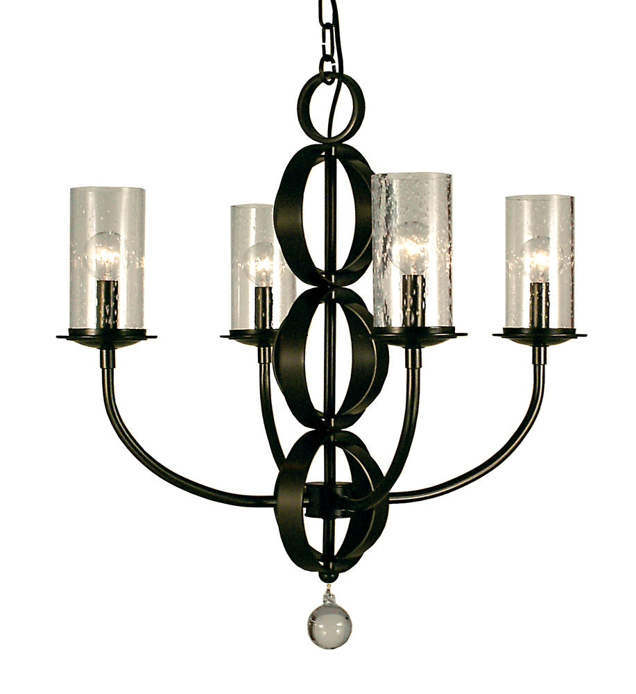 4-Light Matte Black Compass Dining Chandelier