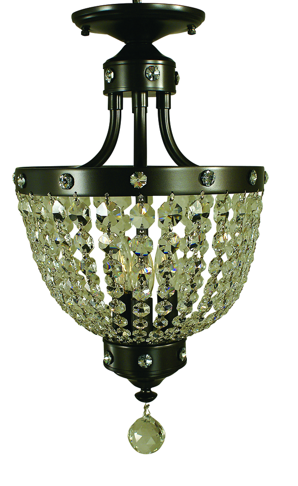 3-Light Polished Silver Princessa Flush / Semi-Flush Mount