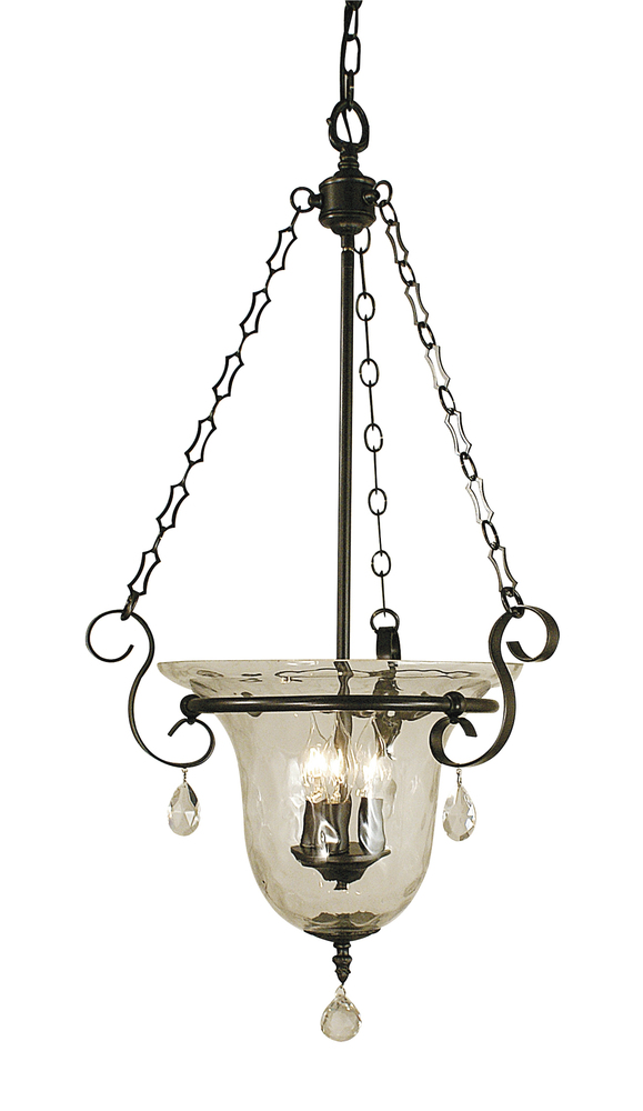 3-Light Matte Black Carcassonne Foyer Chandelier