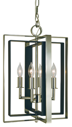 4-Light Brushed Nickel/Matte Black Symmetry Mini Chandelier