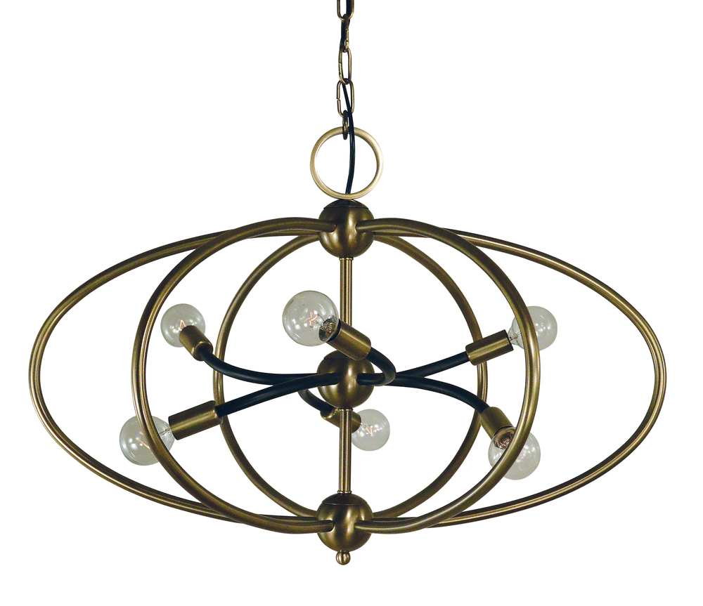 6-Light Polished Nickel/Matte Black Orbit Chandelier