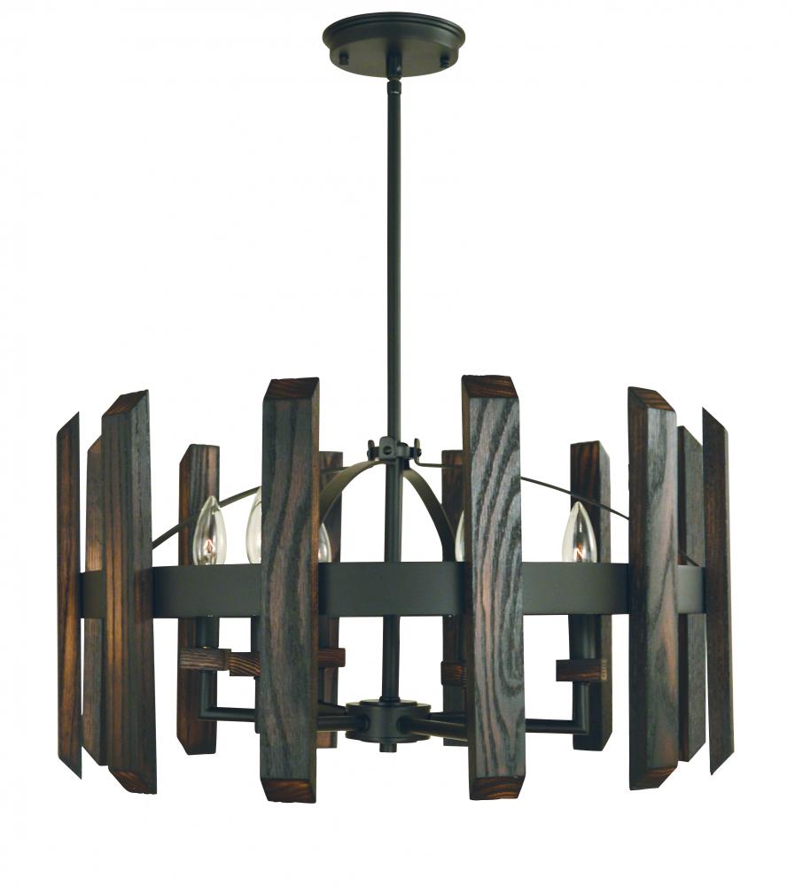 6-Light Matte Black Modern Farmhouse Dining Chandelier