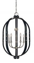 Framburg 5315 BN/MBLACK - 5-Light Brushed Nickel/Matte Black Urban Craftsman Chandelier