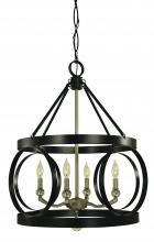 Framburg 5704 MBLACK/SB - 4-Light Matte Black/Satin Brass Amelia Dining Chandelier