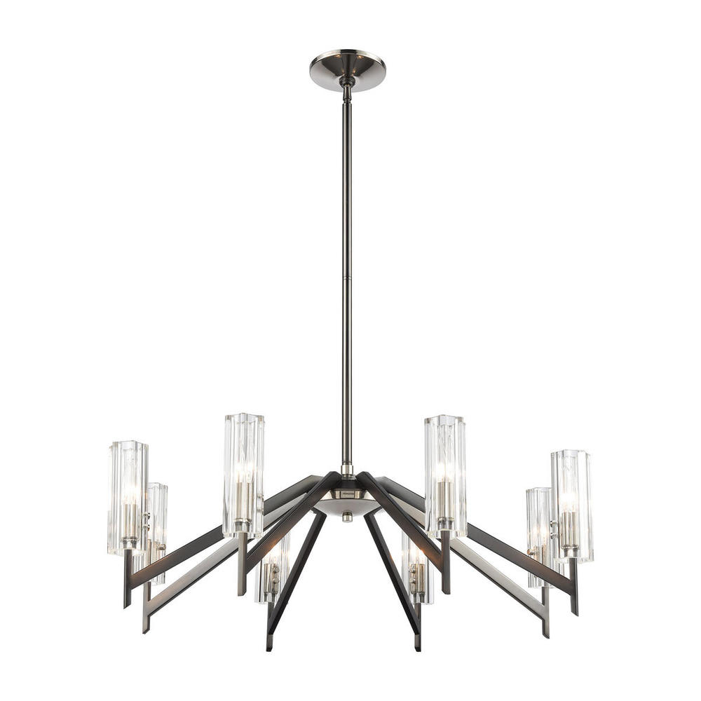 Aspire 8-Light Chandelier in Black Nickel with Ribbed Crystal