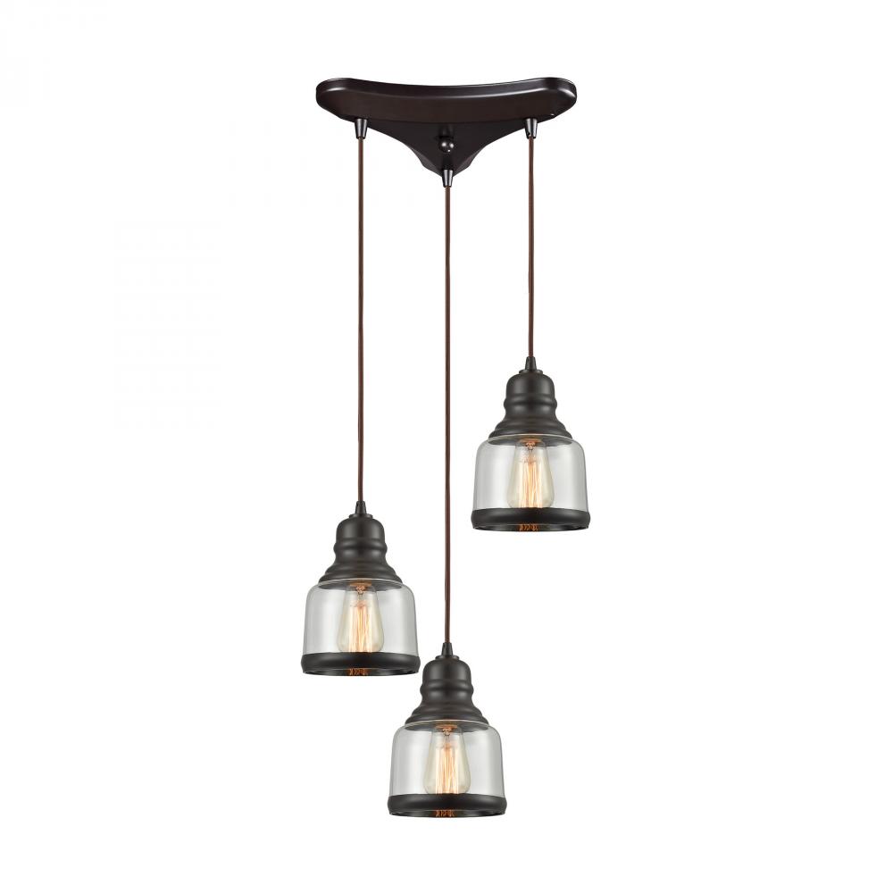 Menlow Park 3 Light Pendant In Oil Rubbed Bronze