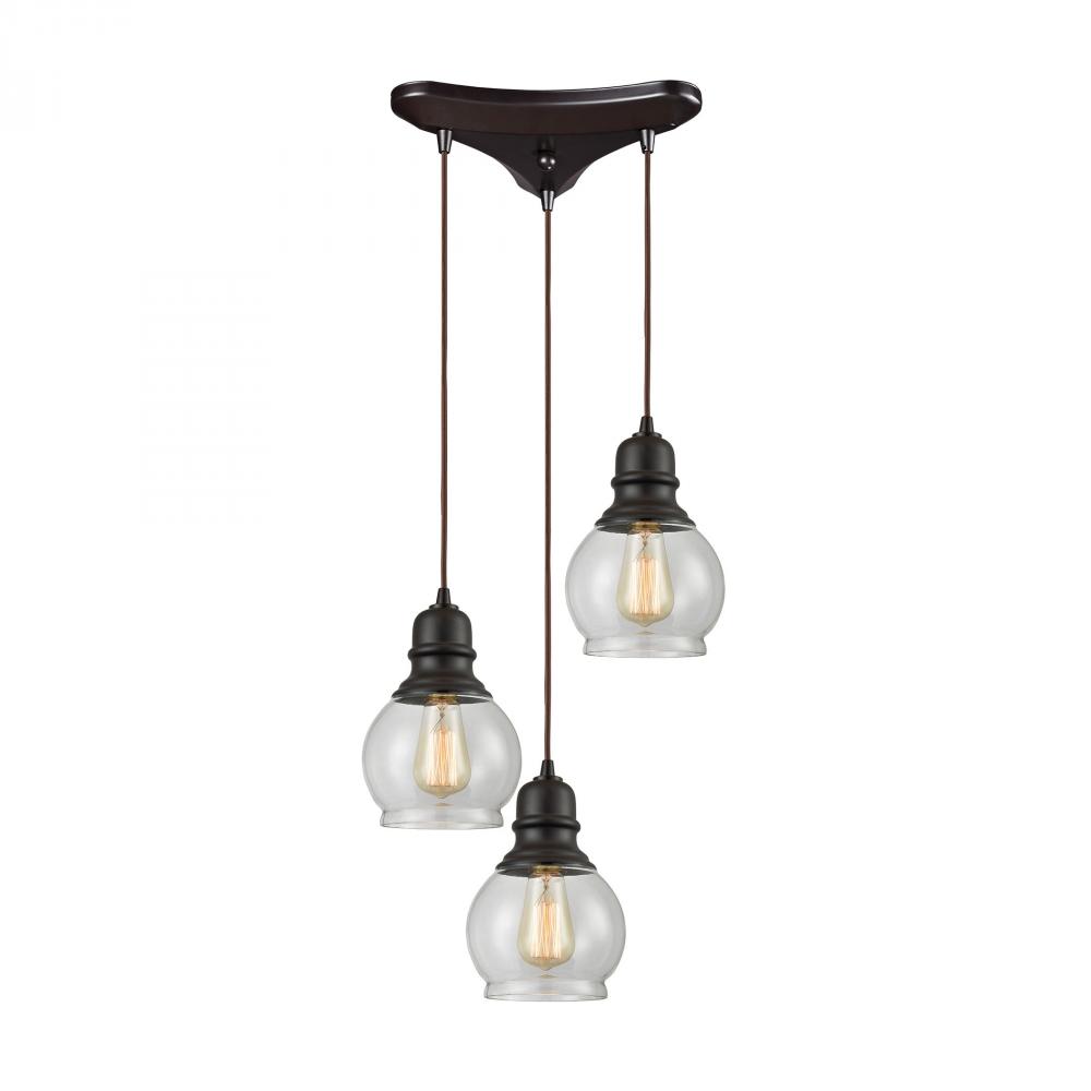 Menlow Park 3 Light Pendant In Oil Rubbed Bronze